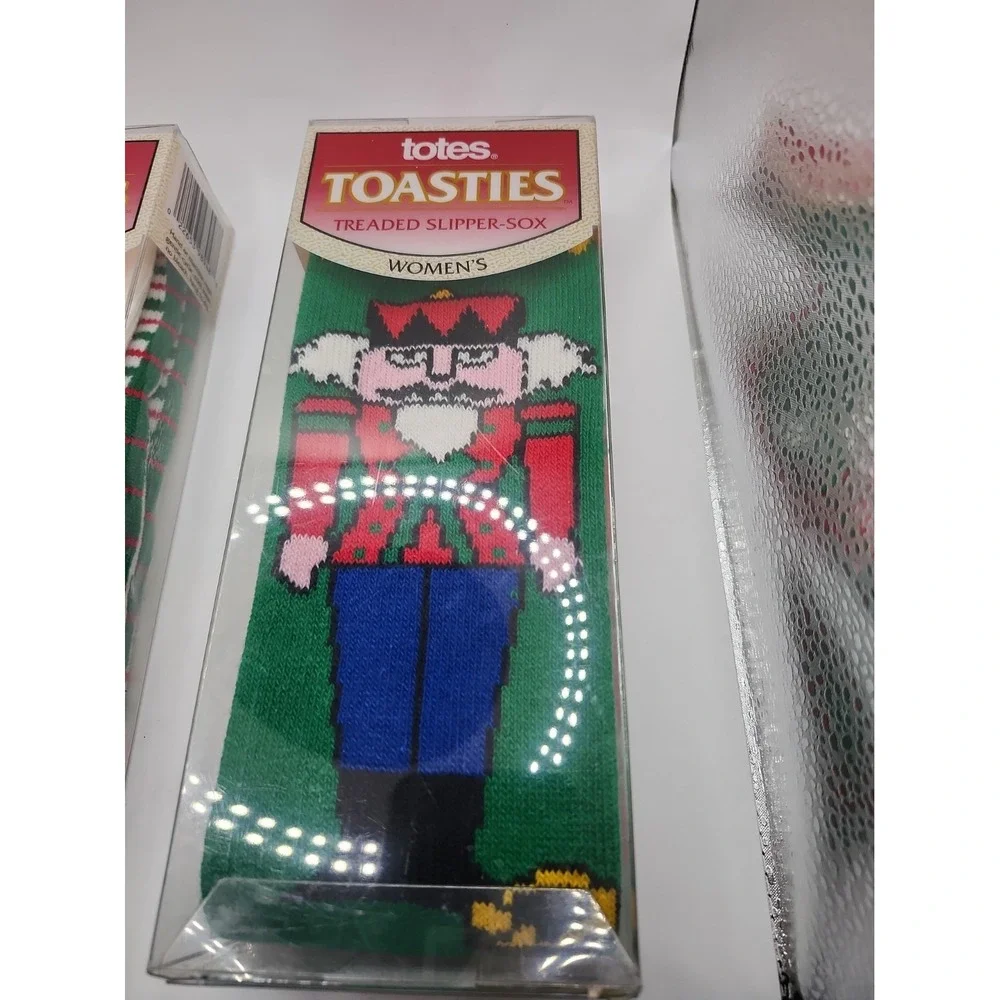 Vintage Totes Toasties 1992 Women Slipper Sox Socks NIB Christmas Theme